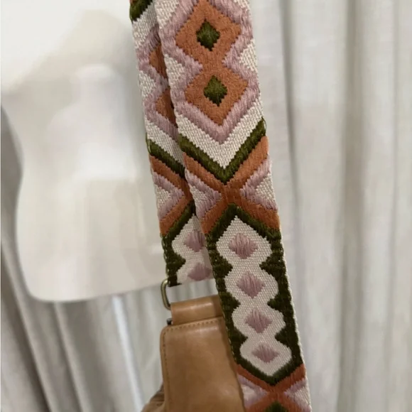 lululemon athletica Tan Leather Crossbody Sling with Patterned Strap - Picture 6 of 6